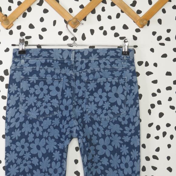 Wonder Nation Medium Wash Denim Floral Print Girls Skinny Leg Jeggings - Picture 4 of 7